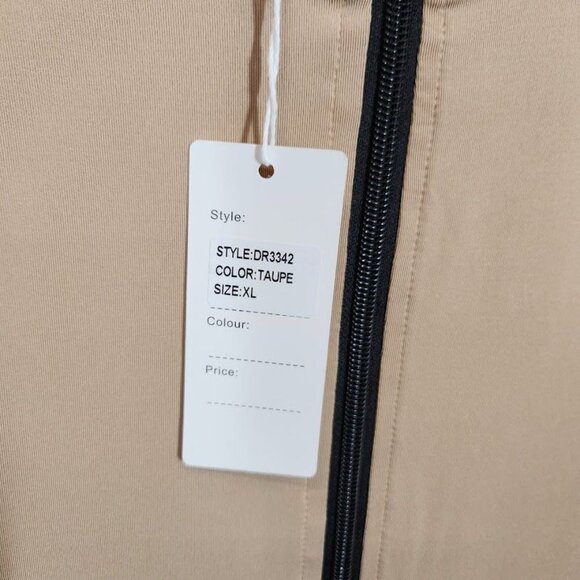 Daisy Zip Front Mock Neck Romper - Taupe - Size XL - Picture 6 of 8